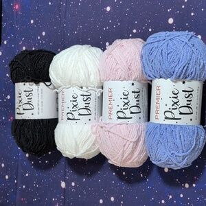 4 Skeins Premier Pixie Dust Yarn 6 oz Size HTF SMOKE FREE 2 Complete & 2 Partial